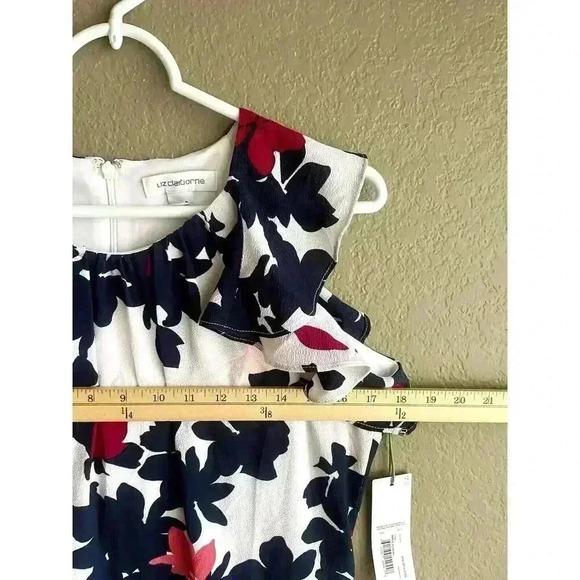 Liz Claiborne Fit and Flare Dress Women Size 8 White Floral Sleeveless - Picture 8 of 9